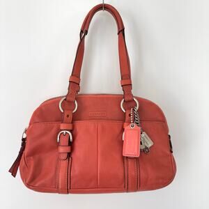 COACH Bonnie Double Zip Leather Satchel Shoulder Bag Burnt Orange Sienna 12695